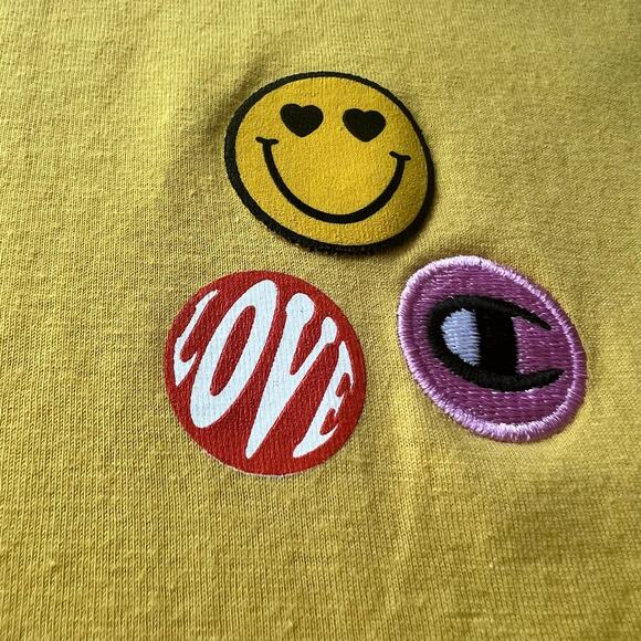 NWT Champion Golden Yellow Embroidered Emojis Cropped T-Shirt Size: XS - Picture 2 of 10